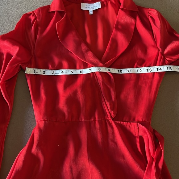 L'Academie Red Sexy Low Cut V “The Russell” Blouse- XS - Picture 9 of 14